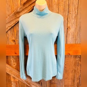 Talbots Women Tops Turtleneck XS  Blue. Pima Cotton Long Sleeve